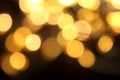 Gold Christmas lights soft focus bokeh background Royalty Free Stock Photo