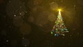 Gold christmas magic tree and shiny lights with copy space for holiday greeting card Royalty Free Stock Photo
