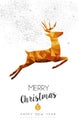 Gold Christmas and new year deer low poly art Royalty Free Stock Photo