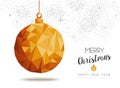 Gold Christmas and new year ornament in low poly Royalty Free Stock Photo