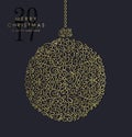 Gold Christmas and new year ornamental bauble Royalty Free Stock Photo