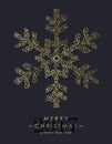 Gold Christmas and new year ornamental snowflake Royalty Free Stock Photo
