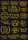 Gold Christmas overlays, vector design elements Royalty Free Stock Photo