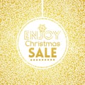 Gold Christmas Sale on doodle seamless pattern Royalty Free Stock Photo