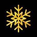 Christmas gold fire snowflake isolated illustration