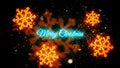 Christmas snowflakes glowing with merry christmas text background