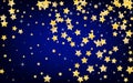 Gold Christmas Stars Vector Blue Background. Royalty Free Stock Photo