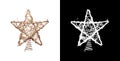 A gold Christmas tree star decoration made from branches painted gold Royalty Free Stock Photo