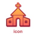 Gold Church building icon isolated on white background. Christian Church. Religion of church. Vector