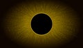 Gold circle button on black with glowing brocade particles around Royalty Free Stock Photo