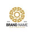 Gold Circle Compass Logo Vector Design, Creative Logos Designs Concept for Template Royalty Free Stock Photo