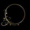 Gold circle floral frame, elegant decorative element design.