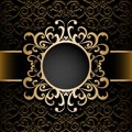 Gold circle frame over pattern