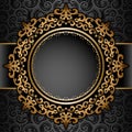 Gold circle frame over pattern Royalty Free Stock Photo