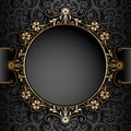 Gold circle frame over pattern Royalty Free Stock Photo