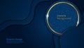 gold circle with glitter and blue background, luxury curve graphic, premium abstract decoration Royalty Free Stock Photo