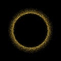 Gold circle glitter frame. Golden confetti dots round on black background. Bright texture pattern for Christmas Royalty Free Stock Photo