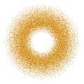 Gold circle glitter frame. Golden confetti dots round on white background. Bright texture pattern for Christmas Royalty Free Stock Photo