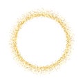 Gold circle glitter frame. Golden confetti dots round on white background. Bright texture pattern for Christmas Royalty Free Stock Photo