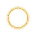 Gold circle glitter frame. Golden confetti dots round on white background. Bright texture pattern for Christmas Royalty Free Stock Photo