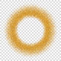 Gold circle glitter frame. Golden confetti dots round, white transparent background. Bright texture pattern Christmas Royalty Free Stock Photo