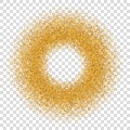 Gold circle glitter frame. Golden confetti dots round, white transparent background. Bright texture pattern Christmas Royalty Free Stock Photo