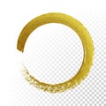 Gold circle glitter texture paint brush on vector transparent background Royalty Free Stock Photo