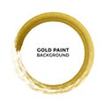 Gold circle glitter texture paint brush on vector white background
