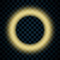 Gold circle isolated on transparent black background. Golden ring frame. Glitter round with bright sparkles. Bright Royalty Free Stock Photo