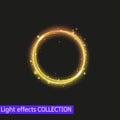 Gold circle light effect, golden bright light effect