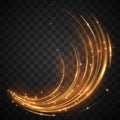 Gold circle light effect on transparent background Royalty Free Stock Photo