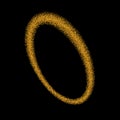 Gold circle. Light glitter effect. Golden ring, isolated black background. Ellipse magic element. Foil texture Royalty Free Stock Photo