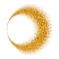 Gold circle. Light glitter effect. Golden ring, isolated white background. Ellipse magic element. Foil texture Royalty Free Stock Photo