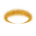 Gold circle. Light glitter effect. Golden ring, isolated white background. Ellipse magic element. Foil texture Royalty Free Stock Photo