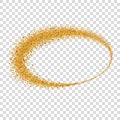 Gold circle. Light glitter effect. Golden ring, isolated white transparent background. Ellipse magic element. Foil Royalty Free Stock Photo