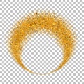Gold circle. Light glitter effect. Golden ring, isolated white transparent background. Ellipse magic element. Foil Royalty Free Stock Photo