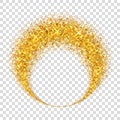 Gold circle. Light glitter effect. Golden ring, isolated white transparent background. Ellipse magic element. Foil Royalty Free Stock Photo