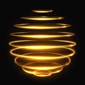 Gold circle light tracing effect, glowing magic 3d sphere vector illustration