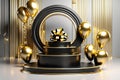 Gold Circle pedestal in eleglance luxuary for product presentation .Ai generated