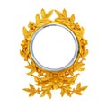 Gold circle photo frame with flower leaf patternisolated on white background Royalty Free Stock Photo