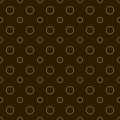 Gold circles on brown background, Seamless Pattern. Endless Texture With Many Round Shapes. Royalty Free Stock Photo