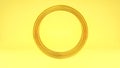 gold circles on a yellow background. metal yellow blank ring. 3d render