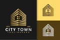 Gold City Town Logo Design Vector Template Royalty Free Stock Photo