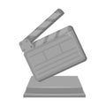 Gold clapperboard on stand.Award for best Director.Movie awards single icon in monochrome style vector symbol stock