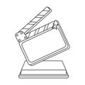 Gold clapperboard on stand.Award for best Director.Movie awards single icon in outline style vector symbol stock