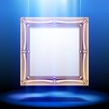 Gold classic square frame in blue light