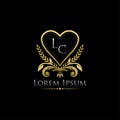 Gold Classy Love Heart LC Letter Logo