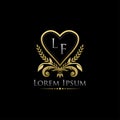 Gold Classy Love Heart LF Letter Logo