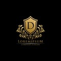 Gold Classy Shield D Letter Logo