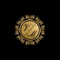 Gold Classy Wedding Sign VM Letter Logo